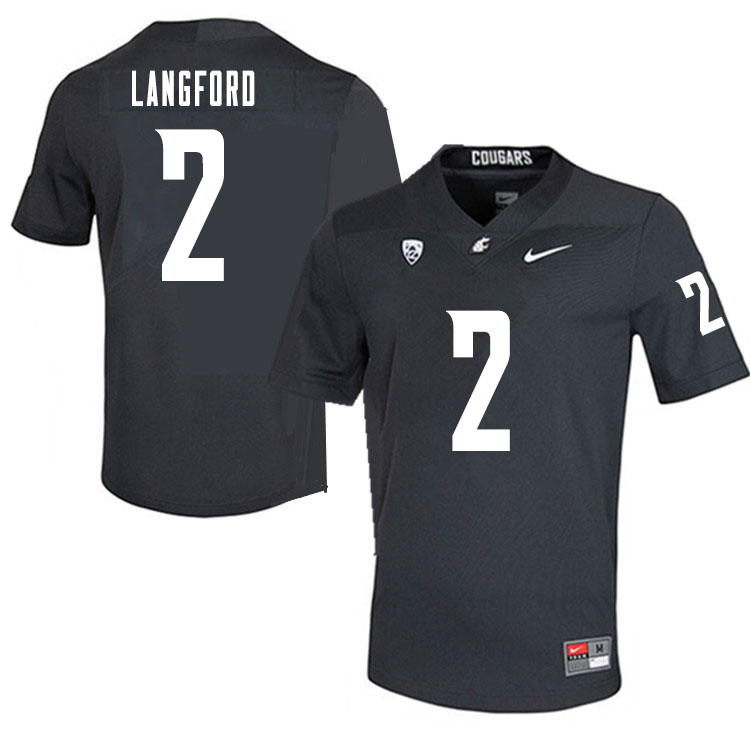 Washington State Cougars #2 Derrick Langford College Football Jerseys Sale-Charcoal